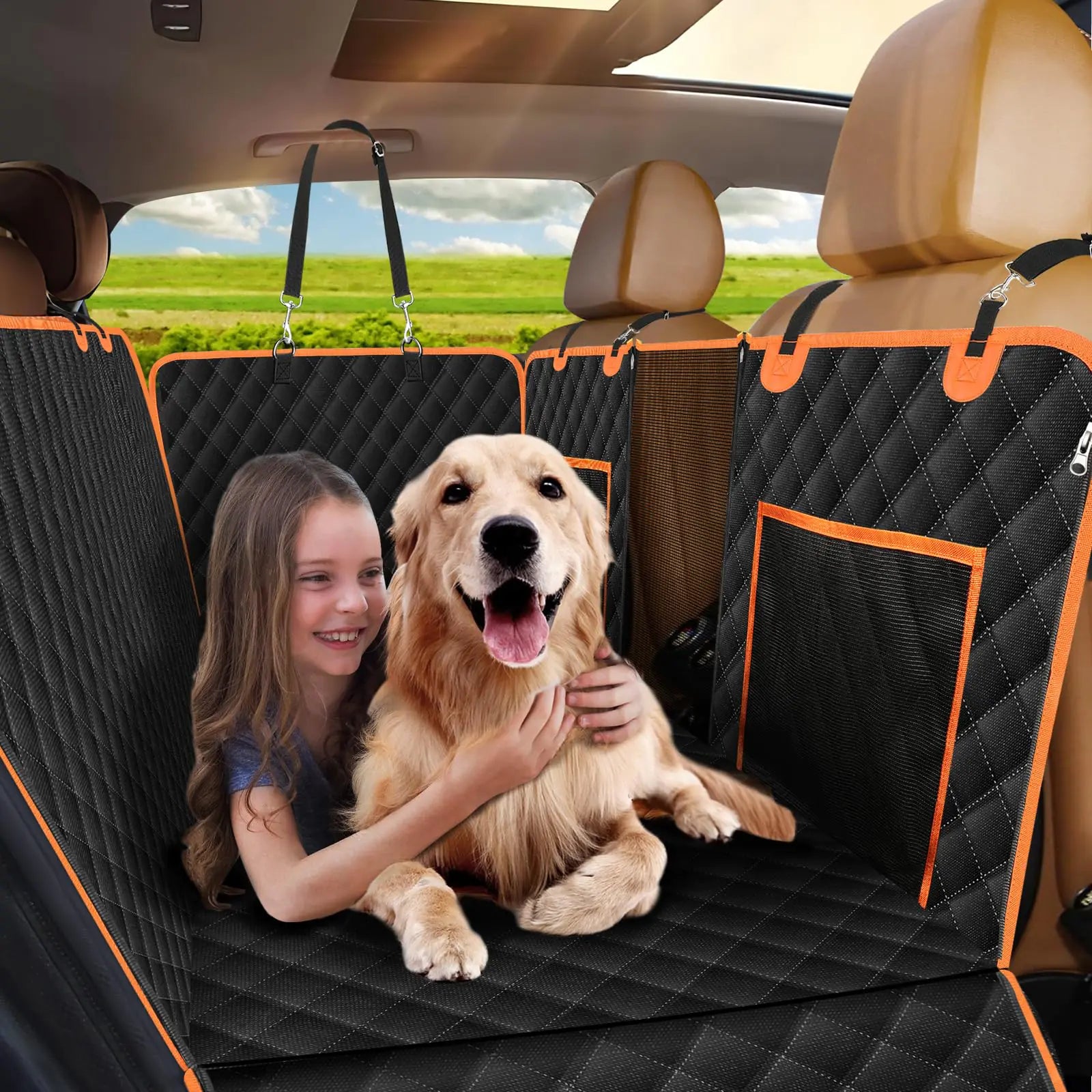 WE LOVE ALL PETS! Hard Bottom Dog Car Seat Protector